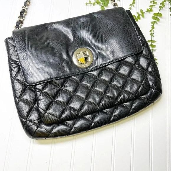 Kate Spade Black Quilted Chain Strap Shoulder Bag Gold Hardware - Picture 4 of 13